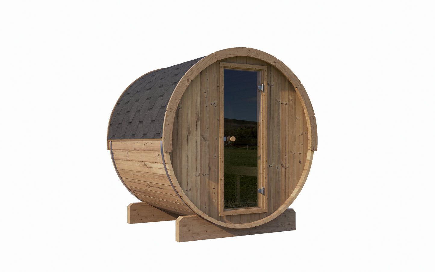 SaunaLife Model E7 4-Person Outdoor Barrel Sauna with Floor Kit
