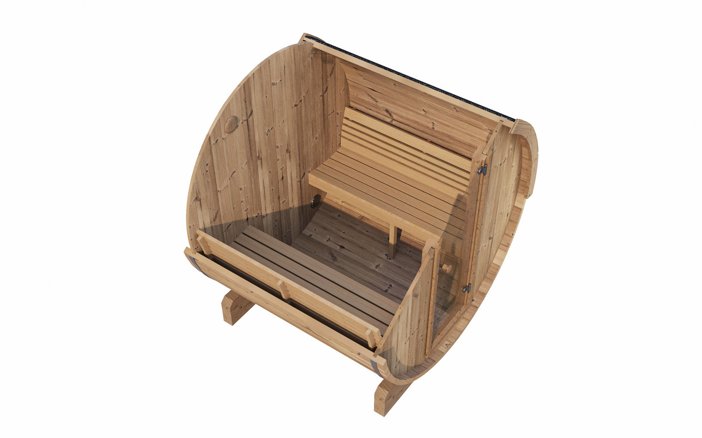 SaunaLife Model E7 4-Person Outdoor Barrel Sauna with Floor Kit