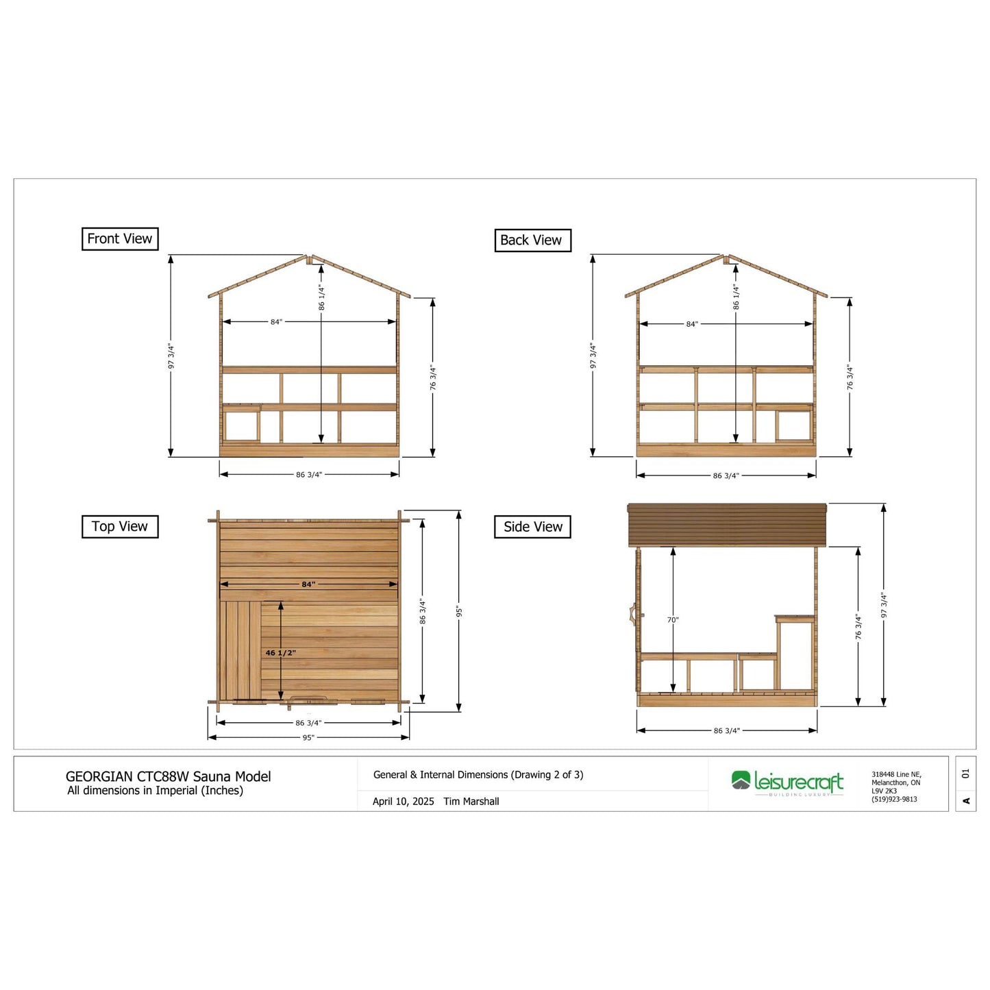 Canadian Timber Georgian Cabin Sauna – 2-6 Person Outdoor Wood Burning Sauna by LeisureCraft