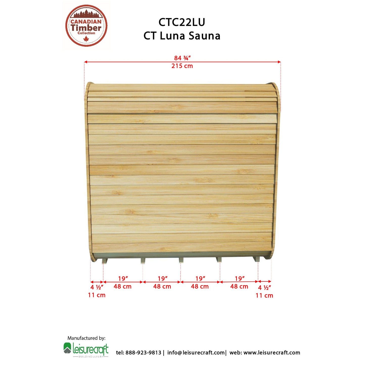 Canadian Timber Luna Sauna – 2-4 Person Outdoor Sauna by LeisureCraft