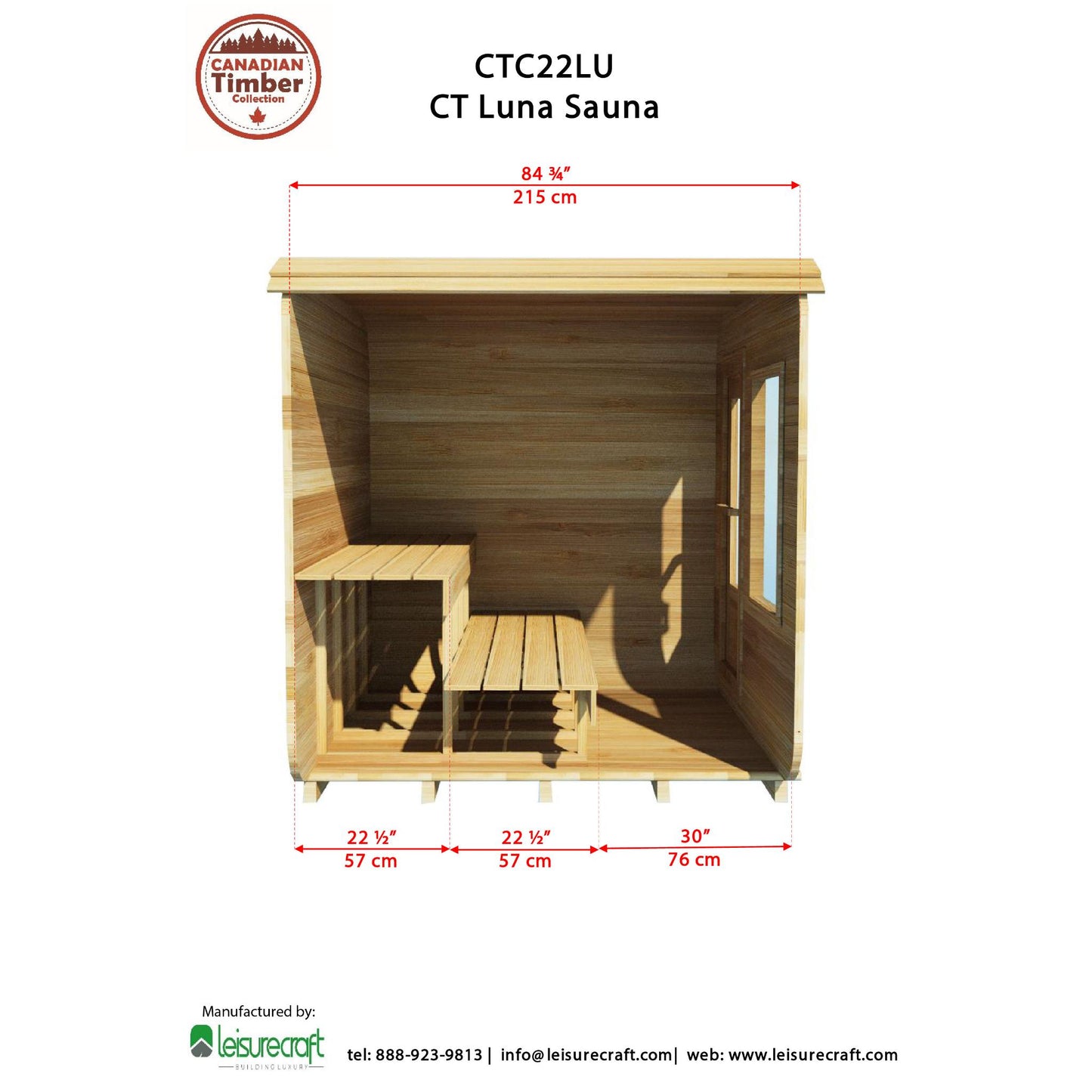 Canadian Timber Luna Sauna – 2-4 Person Outdoor Sauna by LeisureCraft