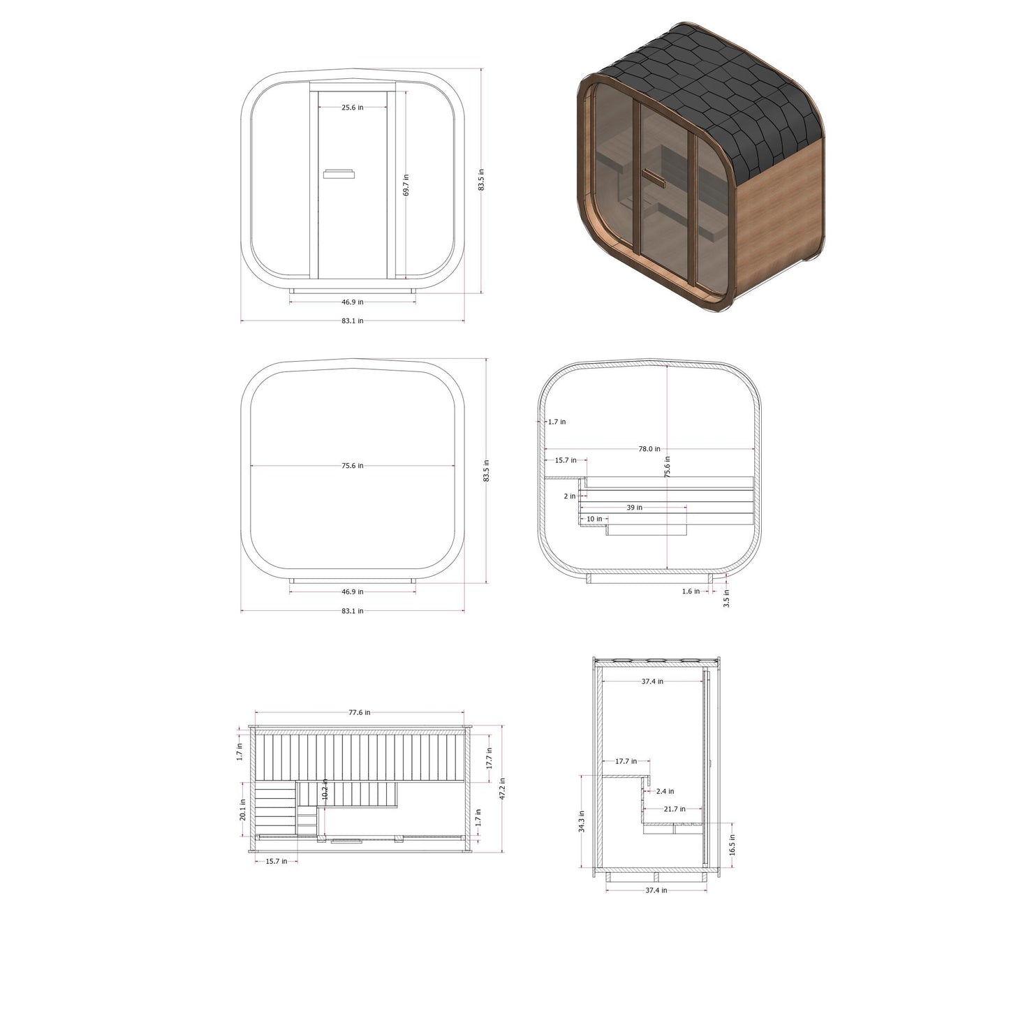 Mande MW12 ThermoWood® Outdoor Sauna
