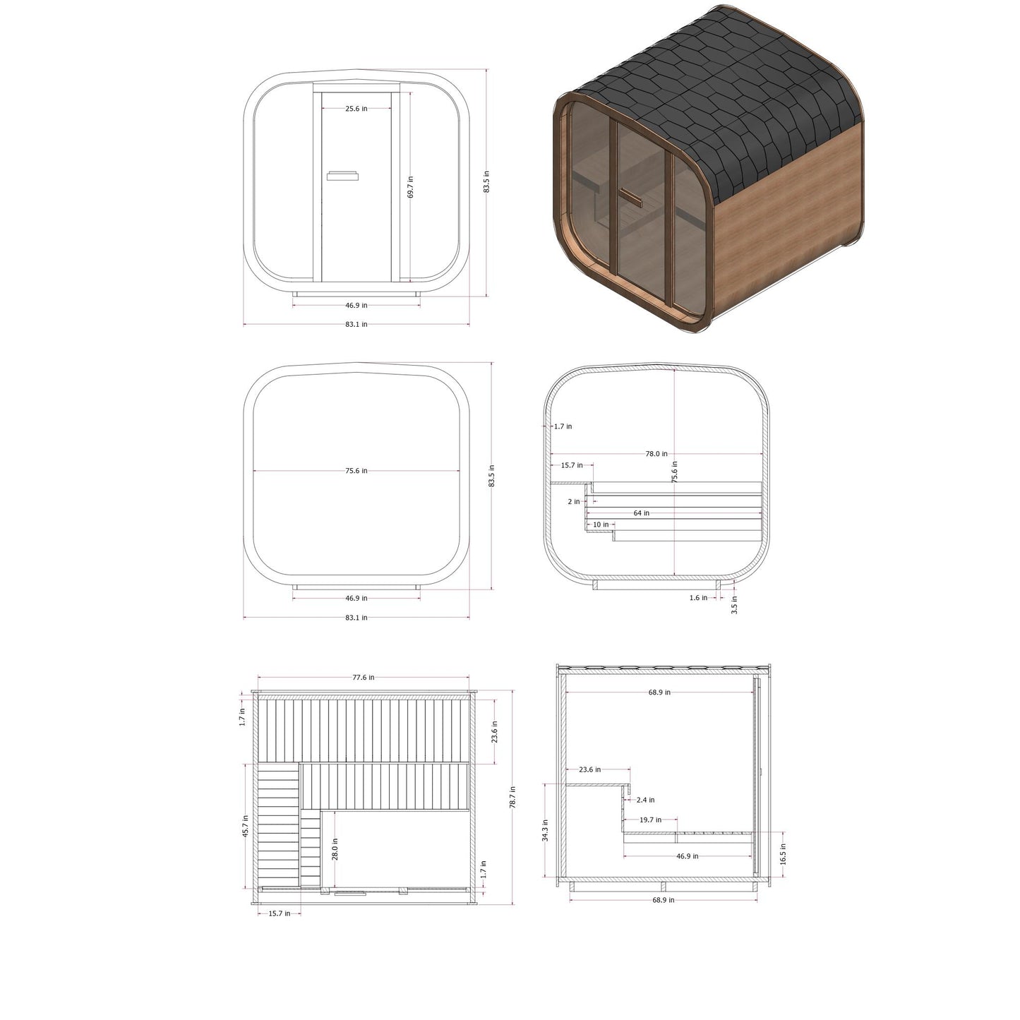 Mande MW20 ThermoWood® Outdoor Sauna