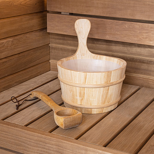 PROSAUNAS Wood Sauna Bucket – 4L Lined Wooden Sauna Bucket
