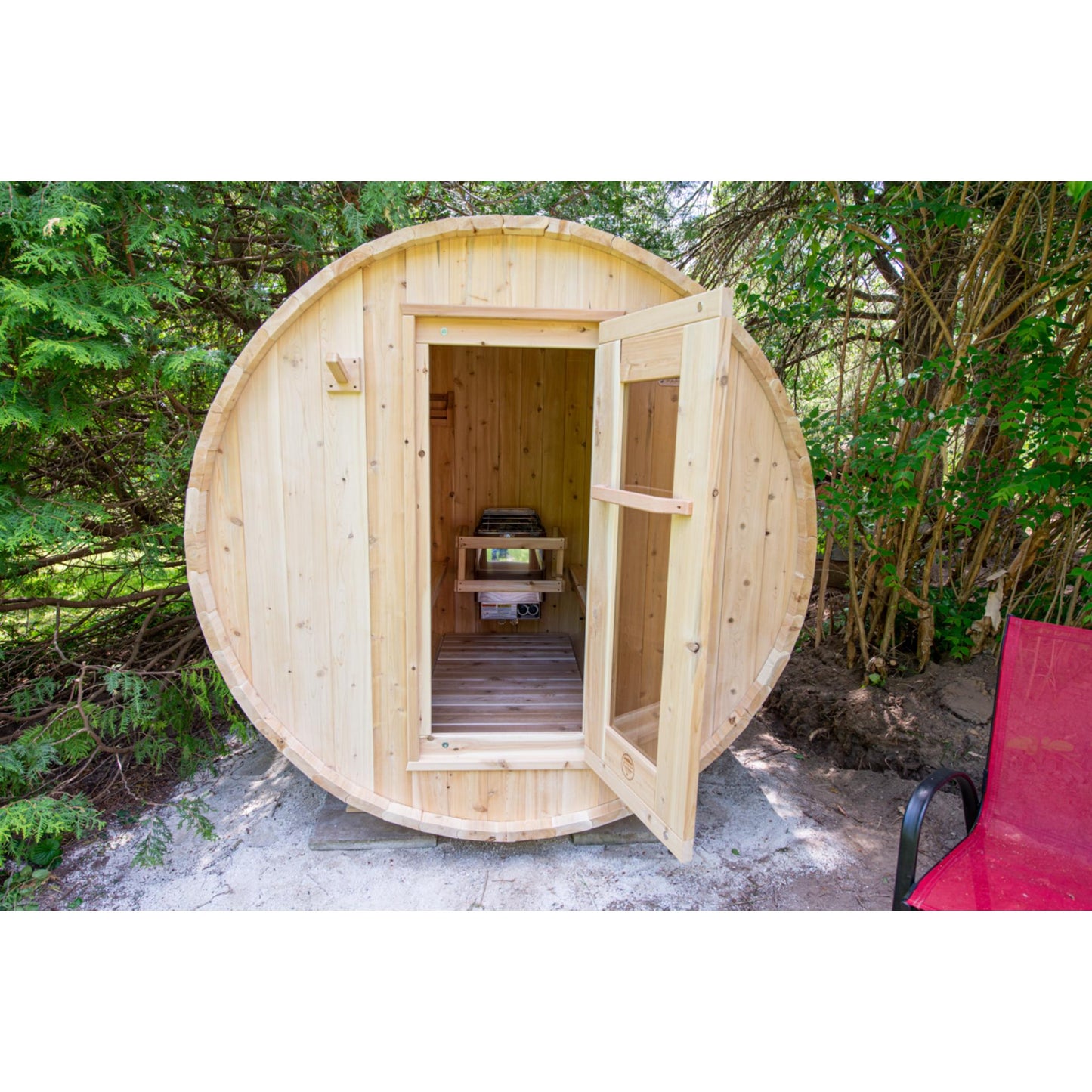 Canadian Timber Harmony Barrel Sauna – 2-4 Person Eastern White Cedar Outdoor Wood Burning Sauna