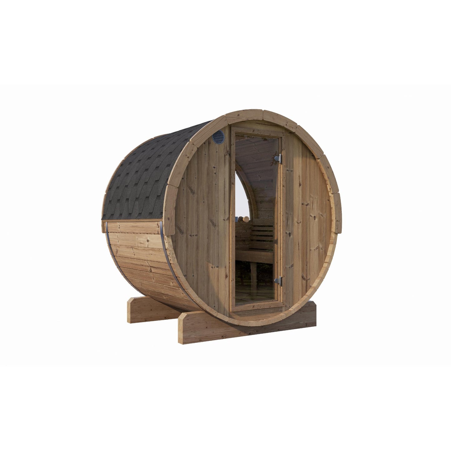 SaunaLife Model E6W Outdoor Sauna Barrel with Window – 3-Person ERGO Series
