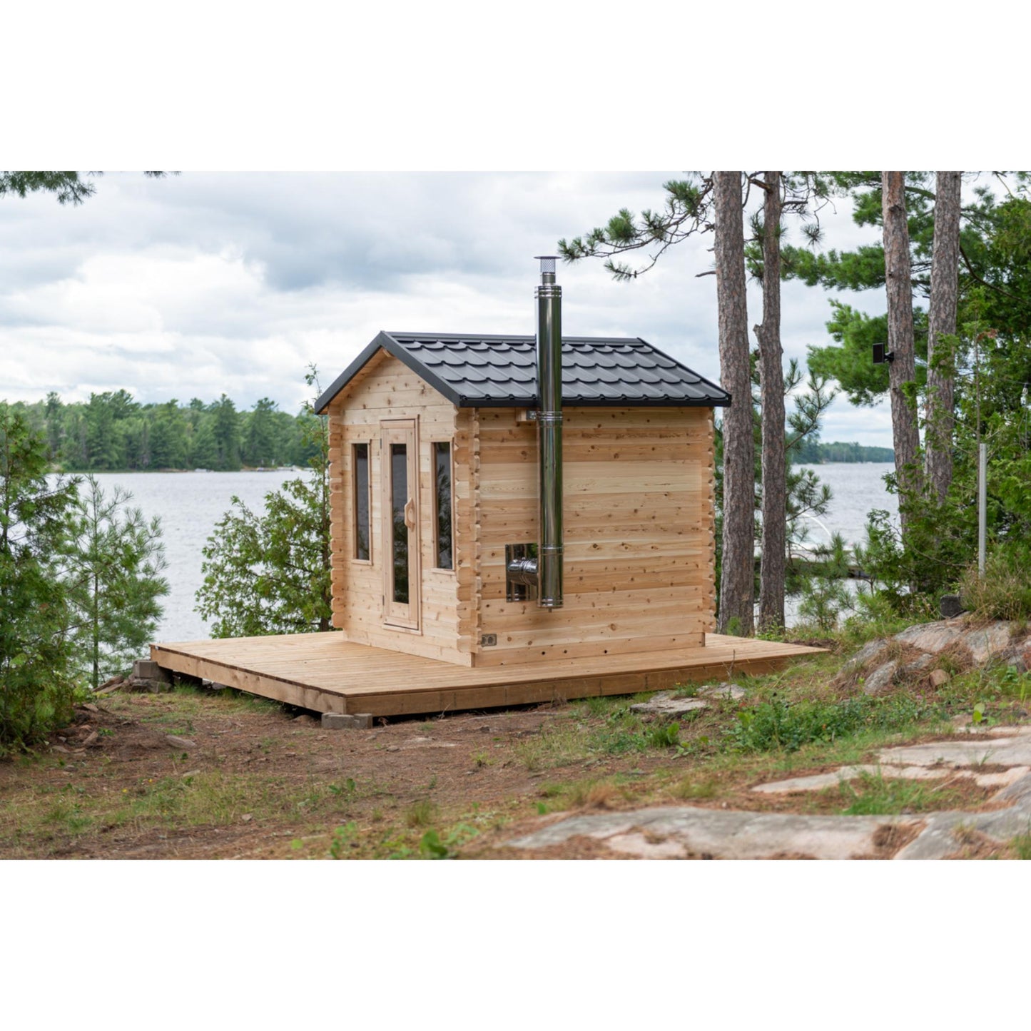 Canadian Timber Georgian Cabin Sauna – 2-6 Person Outdoor Wood Burning Sauna by LeisureCraft