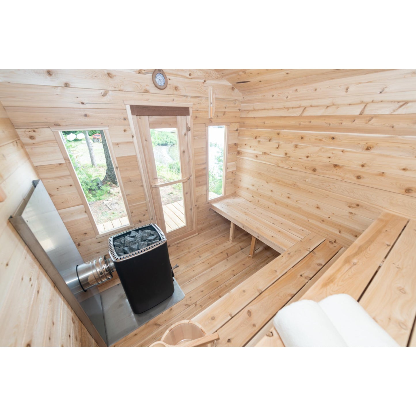 Canadian Timber Georgian Cabin Sauna – 2-6 Person Outdoor Wood Burning Sauna by LeisureCraft