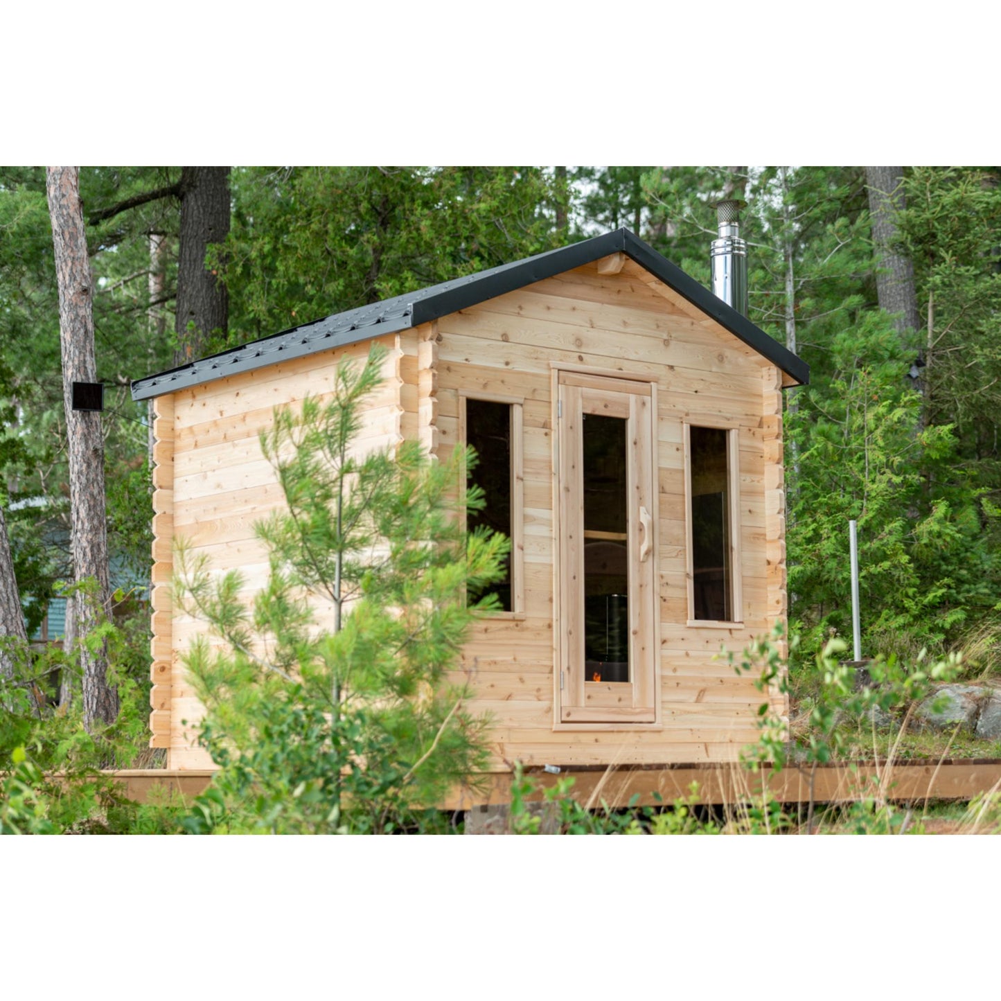 Canadian Timber Georgian Cabin Sauna – 2-6 Person Outdoor Wood Burning Sauna by LeisureCraft