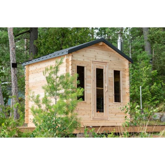 Canadian Timber Georgian Cabin Sauna – 2-6 Person Outdoor Wood Burning Sauna by LeisureCraft