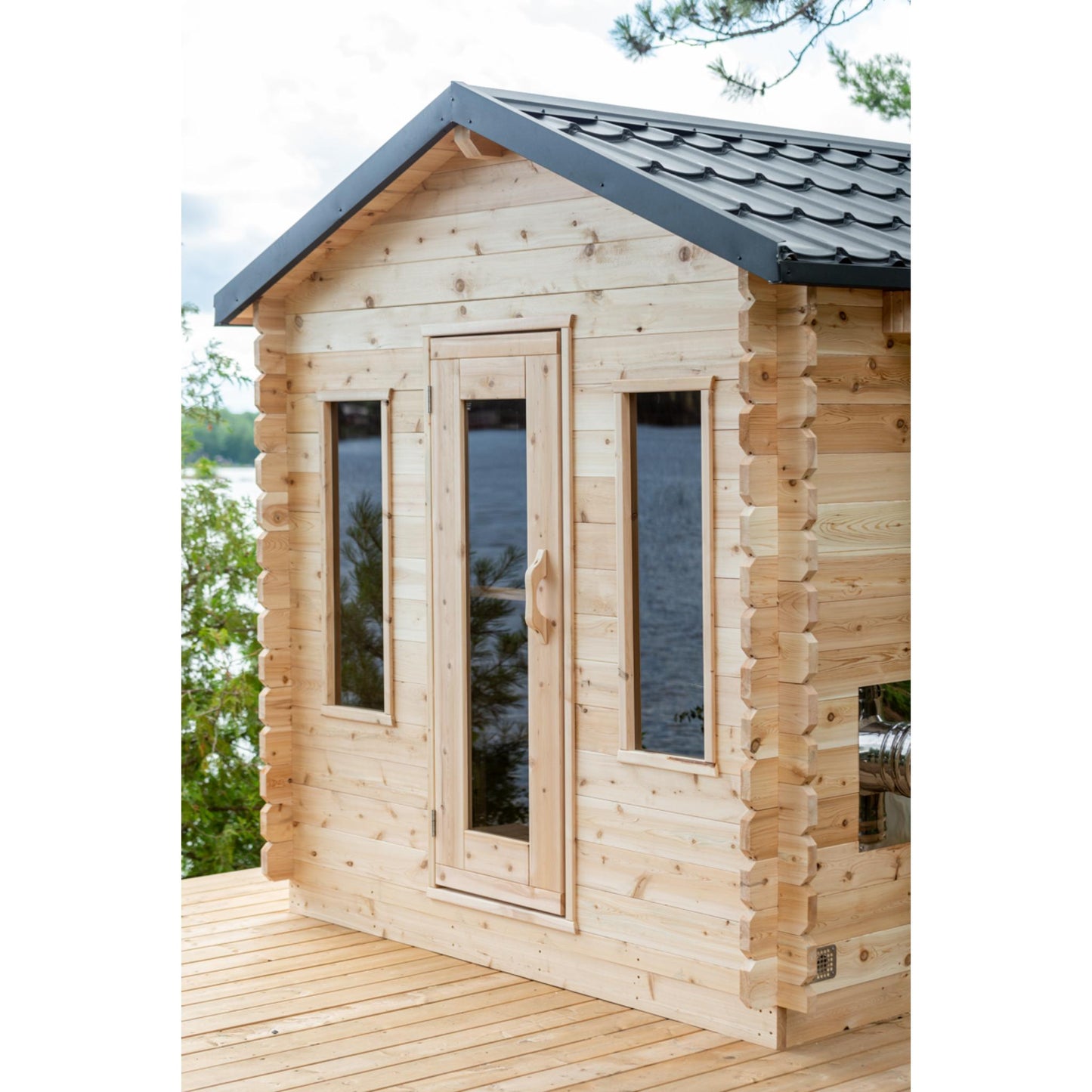 Canadian Timber Georgian Cabin Sauna – 2-6 Person Outdoor Wood Burning Sauna by LeisureCraft