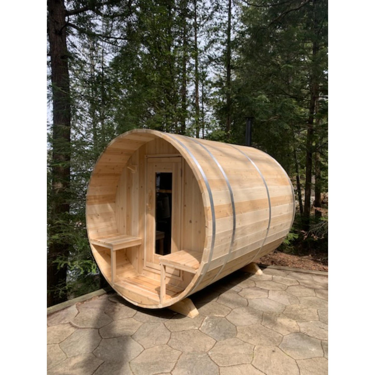 Canadian Timber Serenity Barrel Sauna – 2-6 Person Outdoor Wood Burning Sauna