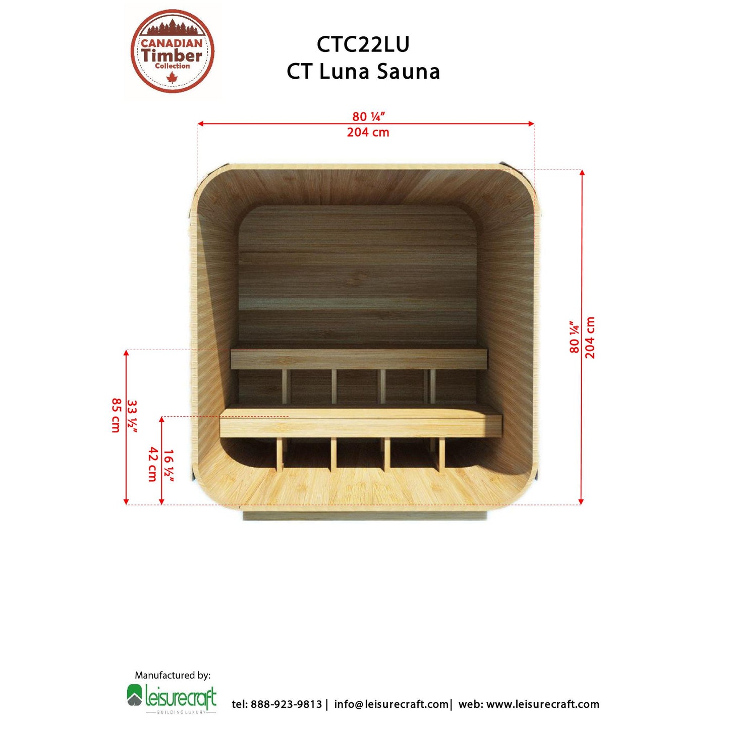 Canadian Timber Luna Sauna – 2-4 Person Outdoor Sauna by LeisureCraft