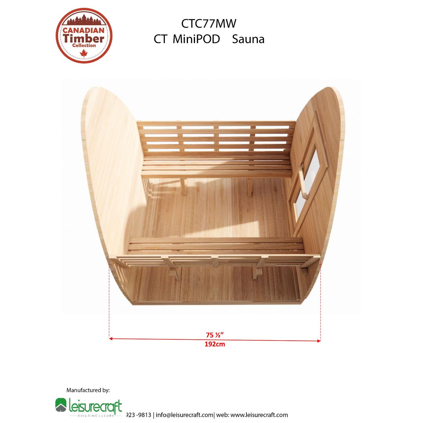 Canadian Timber Mini Pod Sauna – 2-4 Person Outdoor Wood Burning Sauna by LeisureCraft