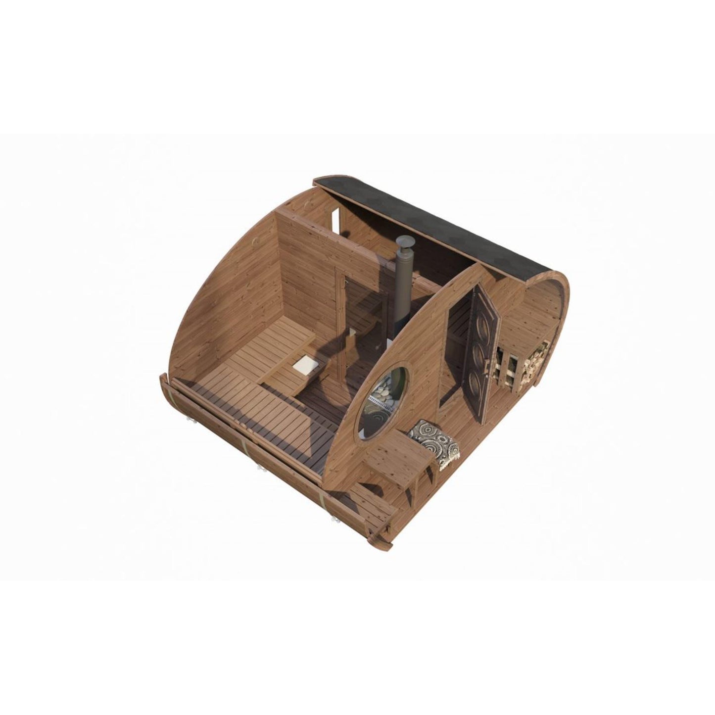 SaunaLife Model G11 Garden-Series Outdoor 2-Room Sauna Kit – Spacious 8-Person Backyard Sauna with Changing Room & Terrace