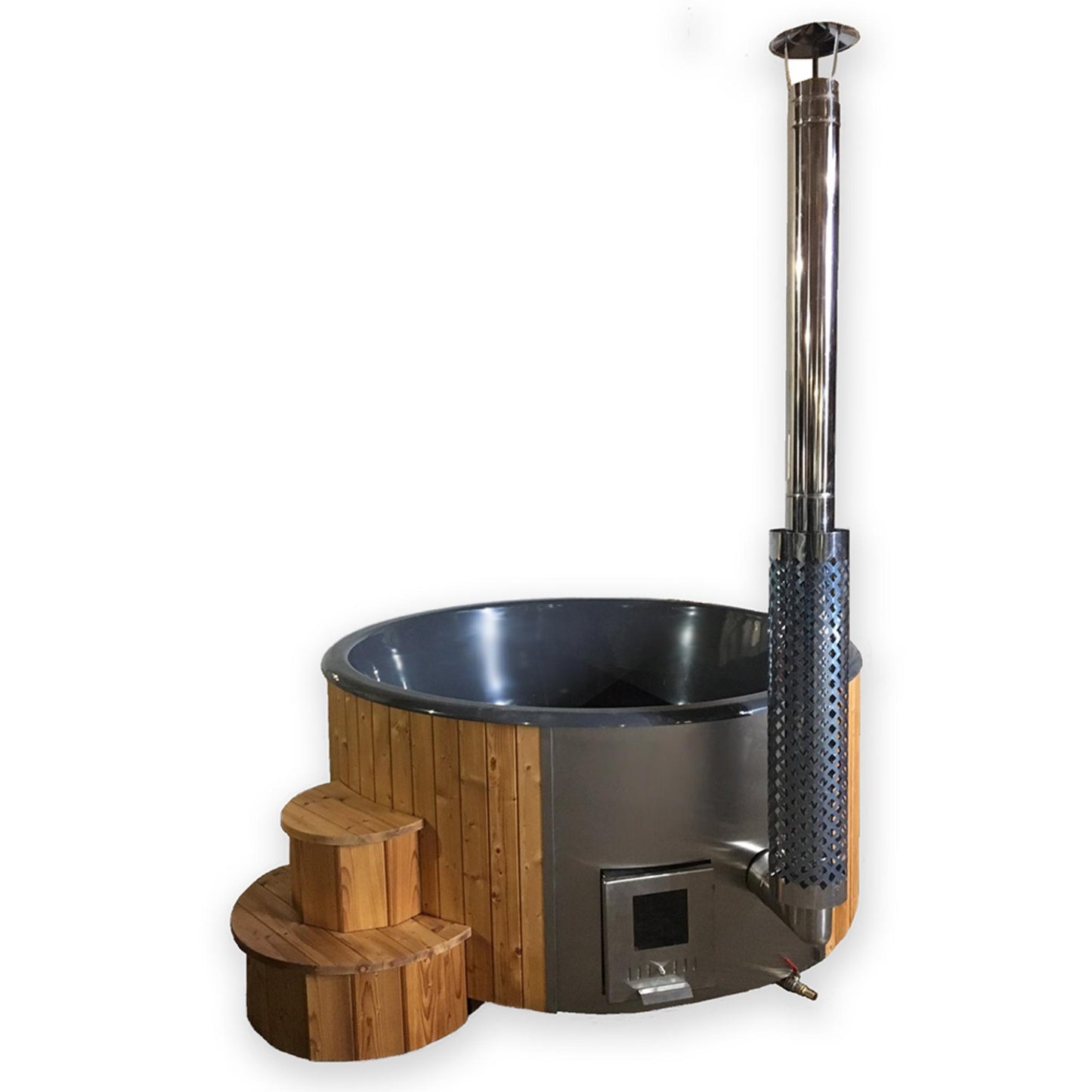 Wood-Burning Hot Tub – Up To 6 Person – Natural Finish – Outdoor Soaking Tub – SaunaLife S4N