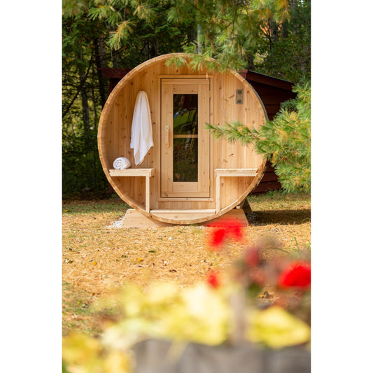 Canadian Timber Serenity Barrel Sauna – 2-6 Person Outdoor Wood Burning Sauna