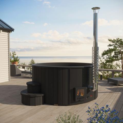 SaunaLife S4B Wood-Burning Hot Tub – Black, Up to 6 Persons