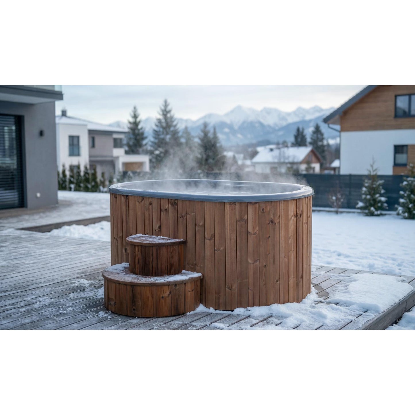 Hot & Cold Plunge Tub – 2 Person – Wood – Temperature-Controlled Soaking & Recovery – SaunaLife S2N