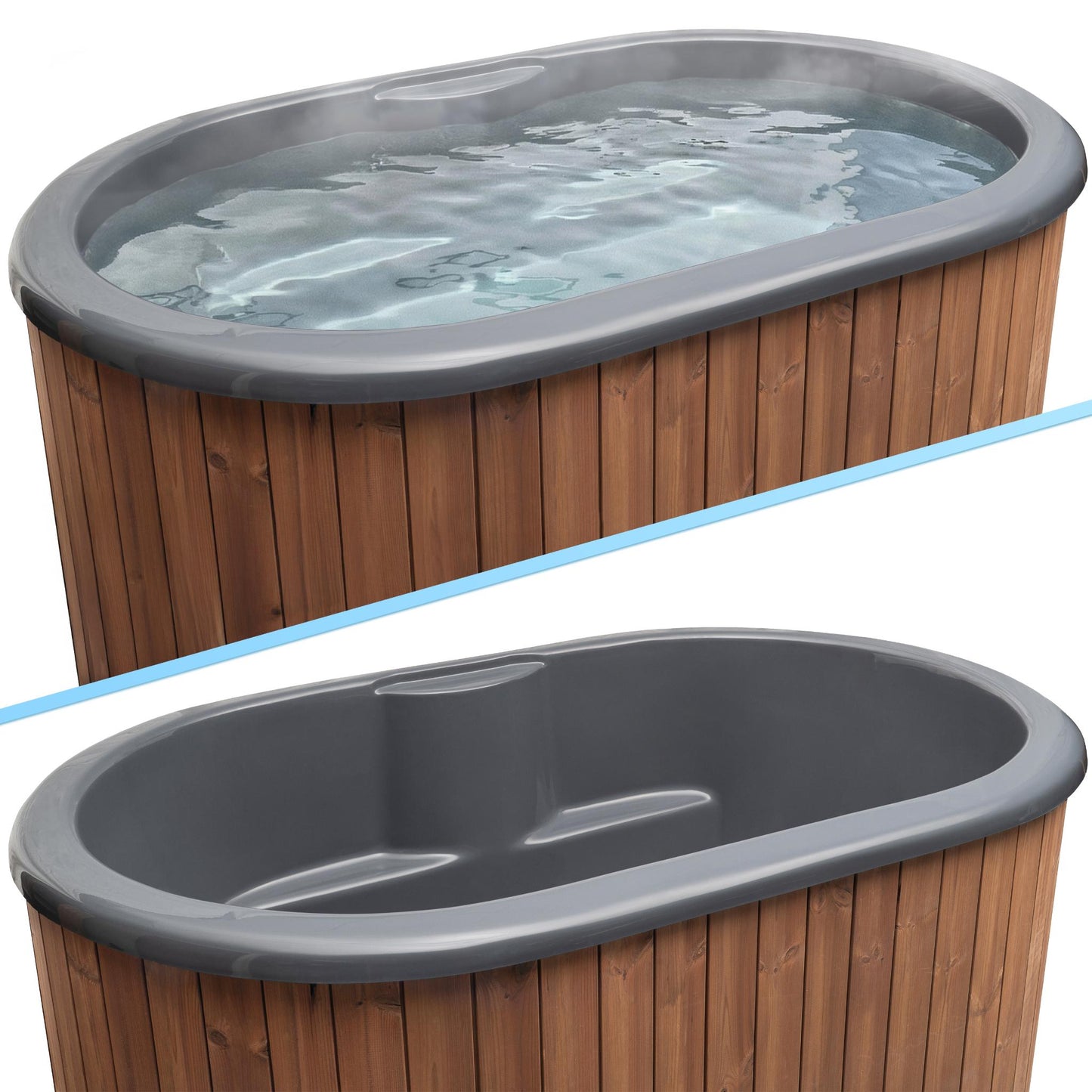 Hot & Cold Plunge Tub – 2 Person – Wood – Temperature-Controlled Soaking & Recovery – SaunaLife S2N