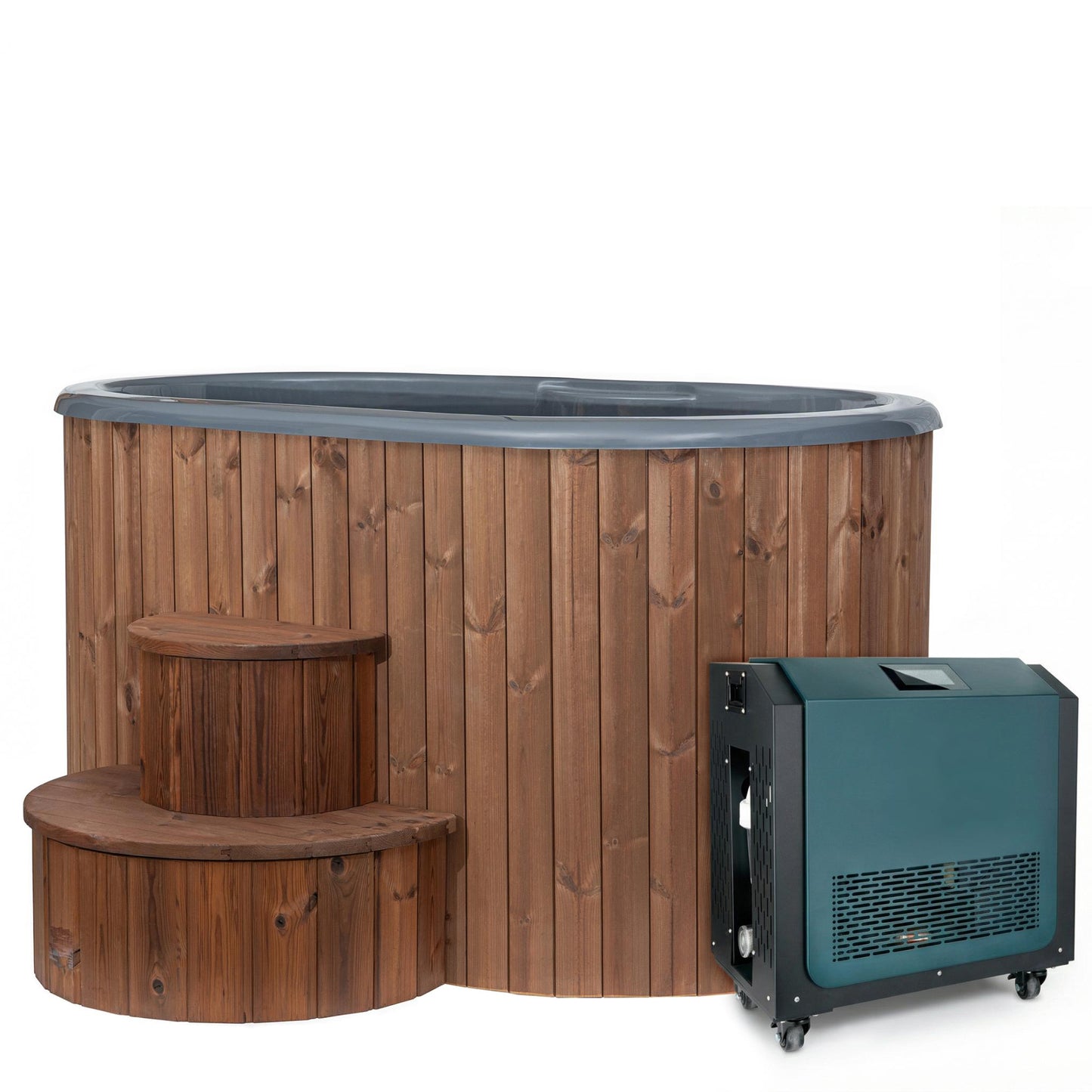Hot & Cold Plunge Tub – 2 Person – Wood – Temperature-Controlled Soaking & Recovery – SaunaLife S2N