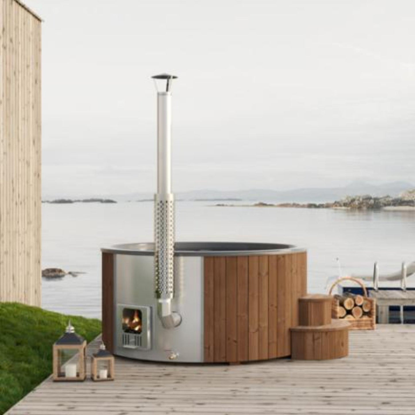 Wood-Burning Hot Tub – Outdoor Soaking Tub – SaunaLife S6N