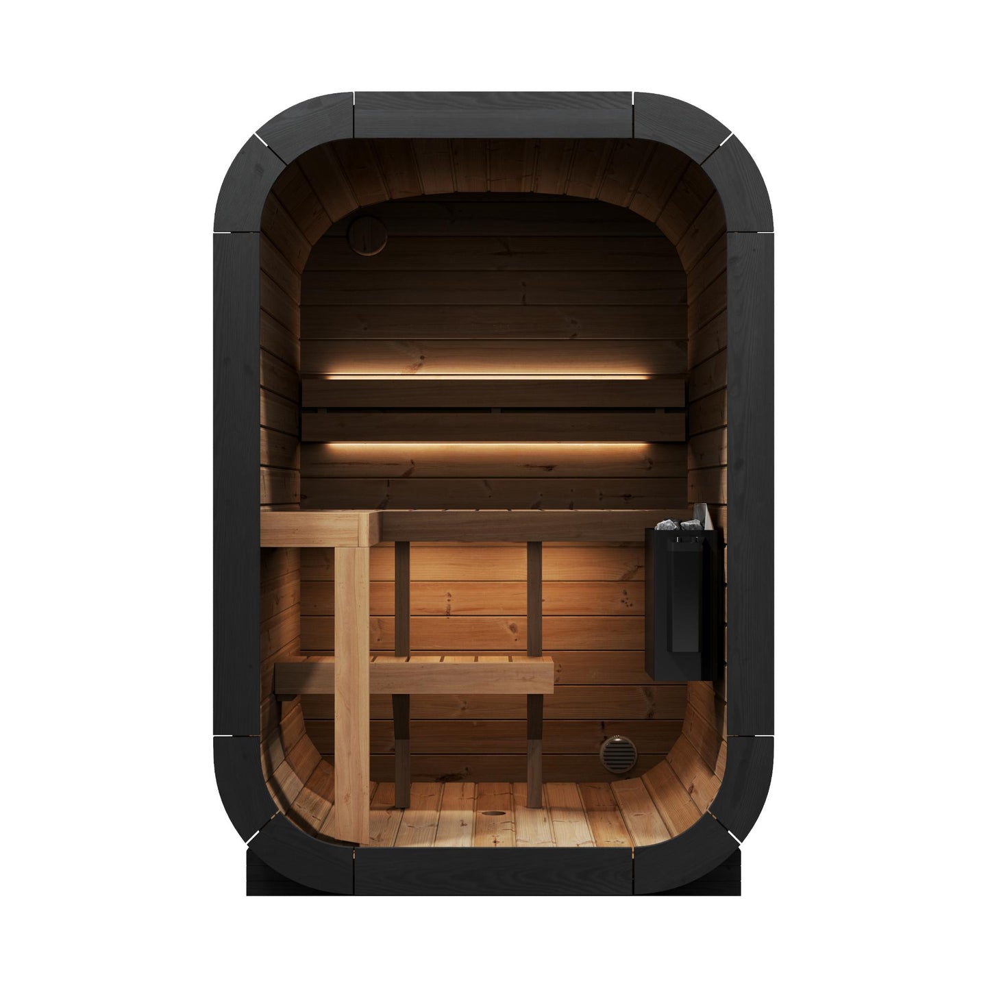 SaunaLife Model CL3G – Cube-Series 2-Person Outdoor Home Sauna Kit with Wi-Fi LED Lighting, Thermo-Spruce Construction