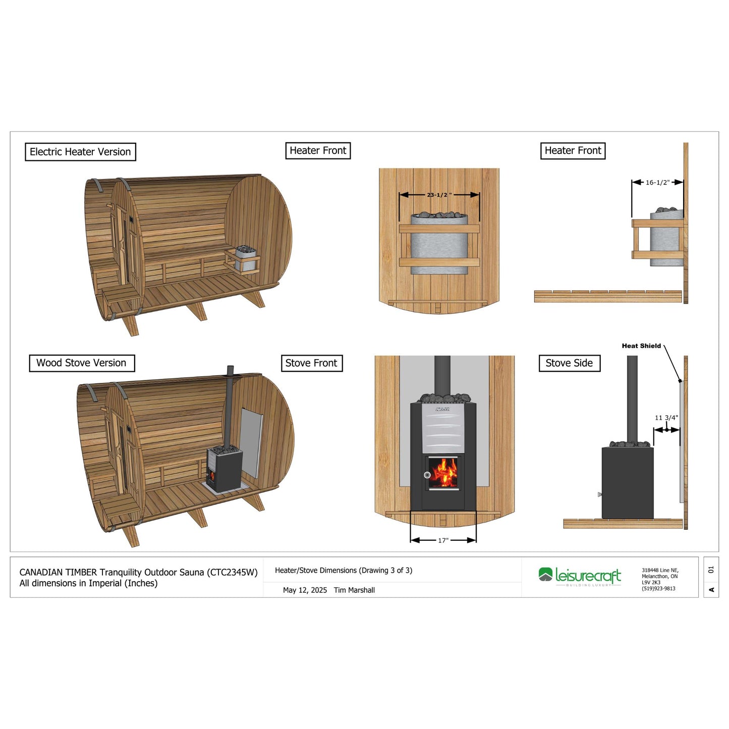 Canadian Timber Tranquility Barrel Sauna – 2-6 Person Outdoor Wood Burning Sauna by LeisureCraft