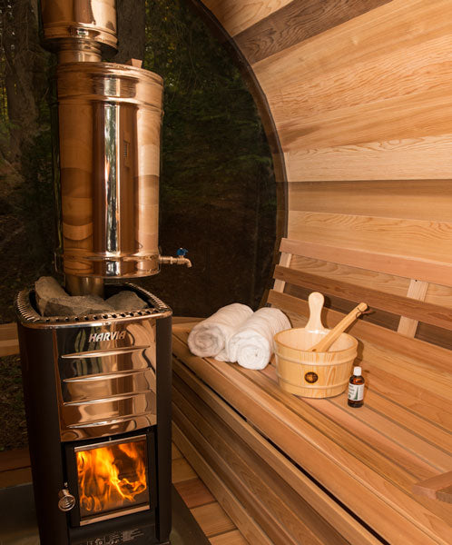 Canadian Timber Tranquility Barrel Sauna – 2-6 Person Outdoor Wood Burning Sauna by LeisureCraft