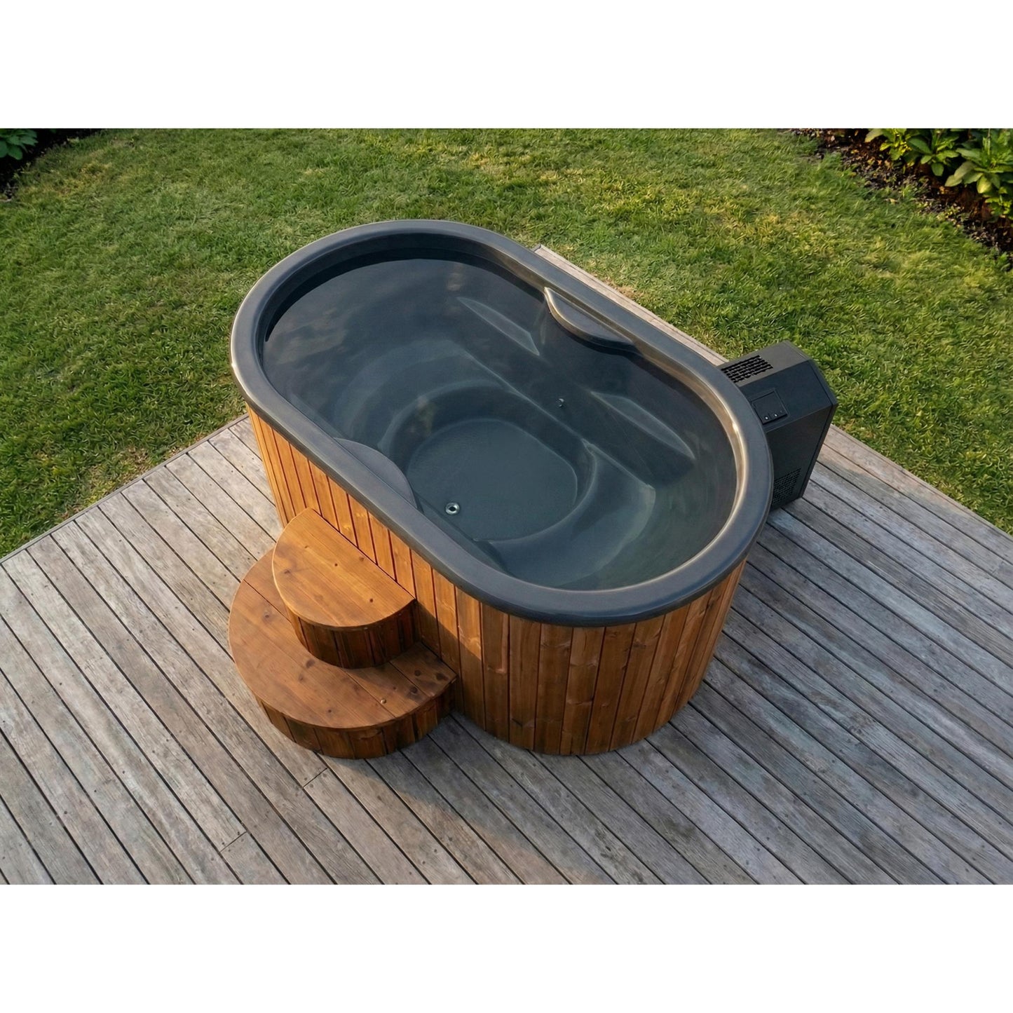 Hot & Cold Plunge Tub – 2 Person – Wood – Temperature-Controlled Soaking & Recovery – SaunaLife S2N